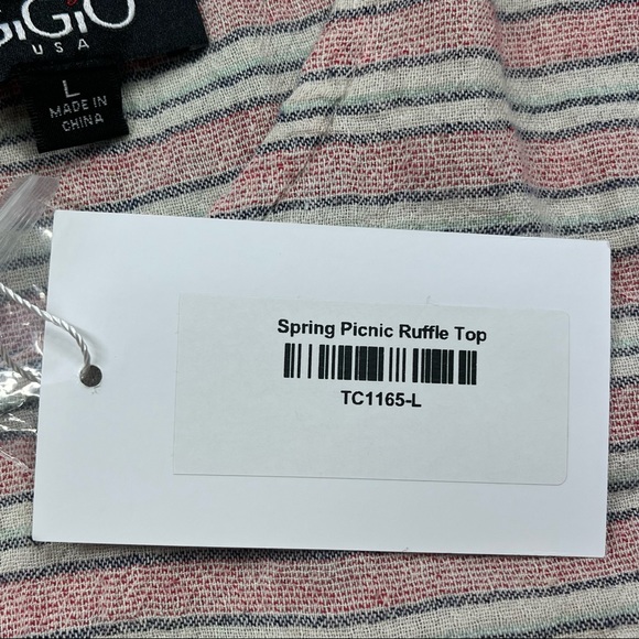 GiGiO Striped Spring Picnic Ruffle Top - Picture 6 of 10